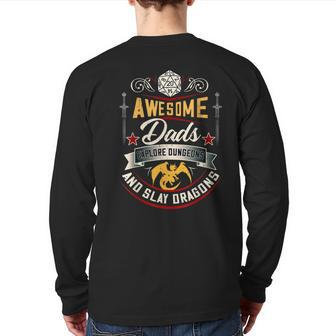 Mens Dads Explore Dungeons Dad Dragons Bnfrbt Back Print Long Sleeve T-shirt | Mazezy UK