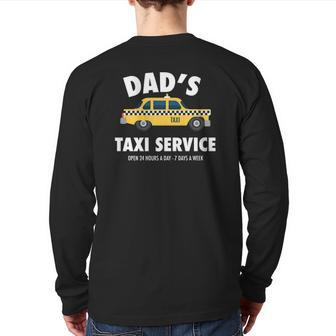Mens Dad's Taxi Service Driving Father's Day From Kids Back Print Long Sleeve T-shirt | Mazezy