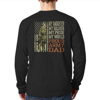 Mens My Daughter My Soldier Hero Proud Army Dad Military Father Back Print Long Sleeve T-shirt | Mazezy