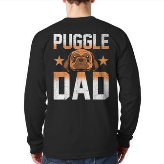 Mens Dog Lover Fathers Day Puggle Dad Pet Owner Animal Puggle Back Print Long Sleeve T-shirt | Mazezy