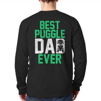 Mens Dog Lover Puggle Dad Pet Owner Fathers Day Animal Puggle Back Print Long Sleeve T-shirt | Mazezy