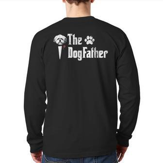 Mens The Dogfather Shih Tzu Dog Dad Tshirt Father's Day Back Print Long Sleeve T-shirt | Mazezy AU