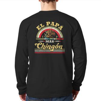 Mens El Papa Mas Chingon Mexican Flag Cool Dad Regalo Back Print Long Sleeve T-shirt | Mazezy