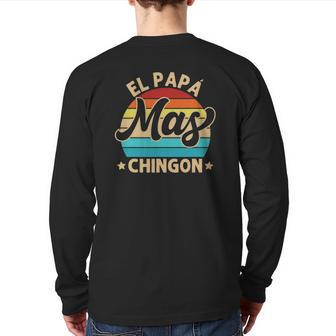 Mens El Papa Mas Chingon Latino Retro Vintage Dia Del Padre Back Print Long Sleeve T-shirt | Mazezy