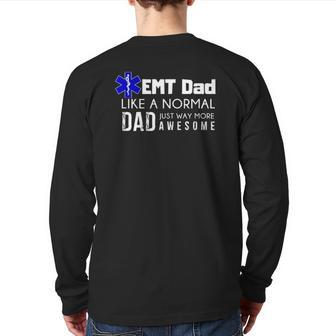 Mens Emt Dad Ems Medic Men Daddy Graphic Tee Back Print Long Sleeve T-shirt | Mazezy
