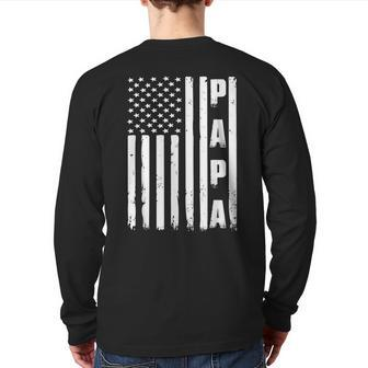 Mens Father's Day Best Dad Ever Usa American Flag Back Print Long Sleeve T-shirt | Mazezy