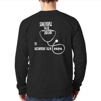 Mens Father's Day For Doctor Papa Back Print Long Sleeve T-shirt | Mazezy