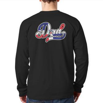 Mens Father's Day For Dominican Dad Dominican Republic Flag Back Print Long Sleeve T-shirt | Mazezy UK