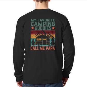 Mens My Favorite Camping Buddies Call Me Papa Father's Day Back Print Long Sleeve T-shirt | Mazezy