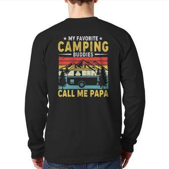Mens My Favorite Camping Buddies Call Me Papa Vintage Back Print Long Sleeve T-shirt | Mazezy