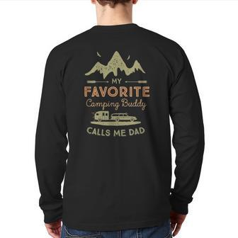 Mens My Favorite Camping Buddy Call Me Dad Back Print Long Sleeve T-shirt | Mazezy