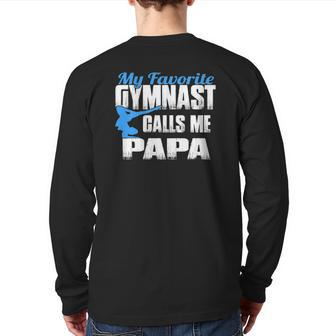 Mens My Favorite Gymnast Calls Me Papa Gymnast Papa Back Print Long Sleeve T-shirt | Mazezy