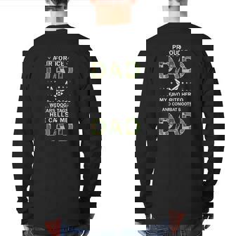 Mens My Favorite Hero Wears Combat Boots Proud Air Force Dad Back Print Long Sleeve T-shirt | Mazezy