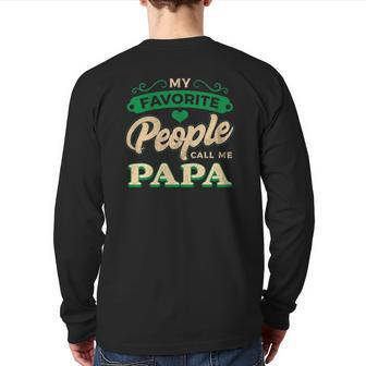 Mens My Favorite People Call Me Papa Fathers Day Back Print Long Sleeve T-shirt | Mazezy
