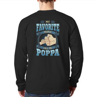 Mens My Favorite People Call Me Poppa Poppa Father's Day Back Print Long Sleeve T-shirt | Mazezy