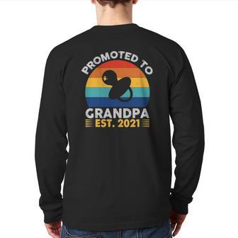 Mens First Time Grandpa Est 2021 Promoted To Grandpa 2021 Back Print Long Sleeve T-shirt | Mazezy