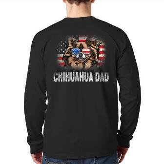 Mens Fun Chihuahua Dad American Flag Father’S Day Bbnmjr Back Print Long Sleeve T-shirt | Mazezy