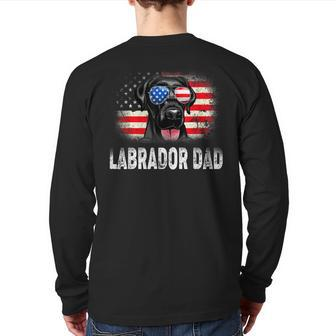 Mens Fun Labrador Dad American Flag Father’S Day Bbmxzvq Back Print Long Sleeve T-shirt | Mazezy
