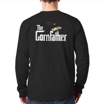 Mens Cornhole The Cornfather Back Print Long Sleeve T-shirt | Mazezy