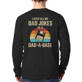 Mens Dad Jokes In Dad A Base Vintage For Father's Day Back Print Long Sleeve T-shirt | Mazezy