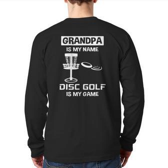 Mens Grandpa Disc Golf Back Print Long Sleeve T-shirt | Mazezy
