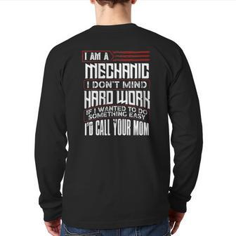Mens Mechanic Vintage Father's Day For Dad Back Print Long Sleeve T-shirt | Mazezy