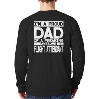 Mens Proud Dad Flight Attendant Back Print Long Sleeve T-shirt | Mazezy