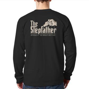 Mens Stepdad Stepfather Officially World's Best Man Back Print Long Sleeve T-shirt | Mazezy CA