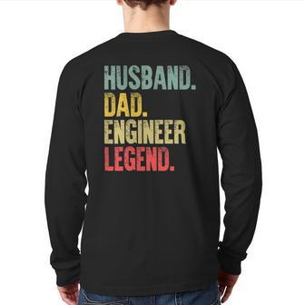 Mens Vintage Husband Dad Engineer Legend Retro Back Print Long Sleeve T-shirt | Mazezy