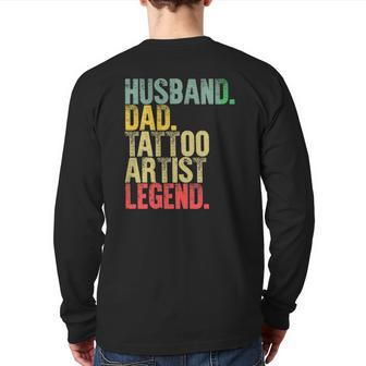 Mens Vintage Husband Dad Tattoo Artist Legend Retro Back Print Long Sleeve T-shirt | Mazezy DE