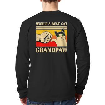 Mens World's Best Cat Grandpaw Back Print Long Sleeve T-shirt | Mazezy