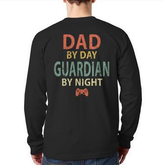 Mens Gamer Dad Shirt Dad By Day Guardian By Night Gaming Back Print Long Sleeve T-shirt | Mazezy CA