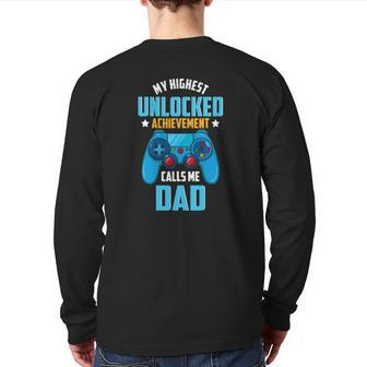 Mens Gamer Dad Unlocked Video Games Gaming Father's Day Back Print Long Sleeve T-shirt | Mazezy
