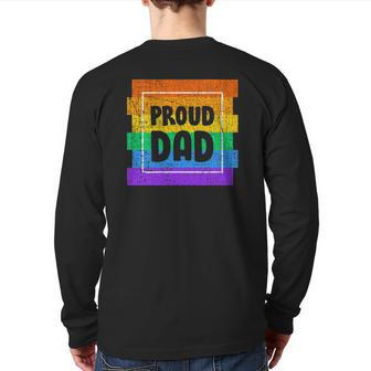 Mens Gay Pride Proud Dad Father Partner Lgbtq Back Print Long Sleeve T-shirt | Mazezy