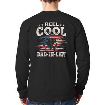 Mens For Father's Day Tee Fishing Reel Cool Dad-In Law Back Print Long Sleeve T-shirt | Mazezy
