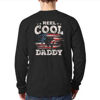 Mens For Father's Day Tee Fishing Reel Cool Daddy Back Print Long Sleeve T-shirt | Mazezy