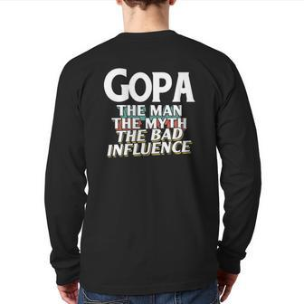 Mens Gopa For The Man Myth Bad Influence Grandpa Back Print Long Sleeve T-shirt | Mazezy