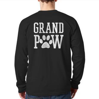 Mens Grand Paw Grandpa Dog Lover Father's Day Back Print Long Sleeve T-shirt | Mazezy