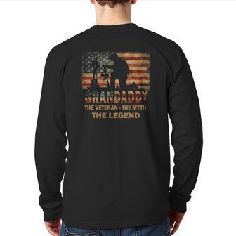 Mens Grandaddy The Veteran Myth Legend Father's Day Back Print Long Sleeve T-shirt | Mazezy