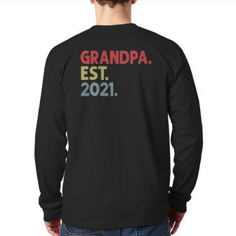 Mens Grandpa Est 2021 For Grandfather To Be Established 2021 Ver2 Back Print Long Sleeve T-shirt | Mazezy