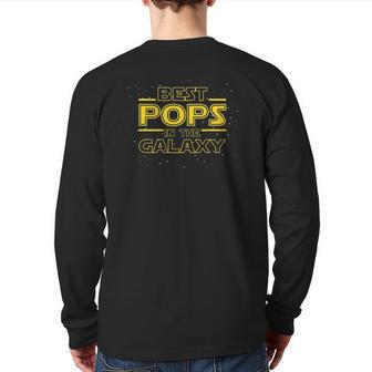 Mens Grandpa Pops Best Pops In The Galaxy Back Print Long Sleeve T-shirt | Mazezy