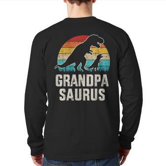 Mens Grandpasaurus Vintage Dinosaur For Grandpa From Grandkid Back Print Long Sleeve T-shirt | Mazezy