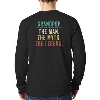 Mens Grandpop Fathers Day For Grandpop Man Myth Legend Back Print Long Sleeve T-shirt | Mazezy
