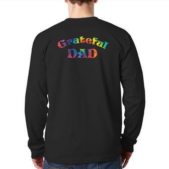 Mens Grateful Dad Fathers Day Tie Dye Letters For Dads Back Print Long Sleeve T-shirt | Mazezy