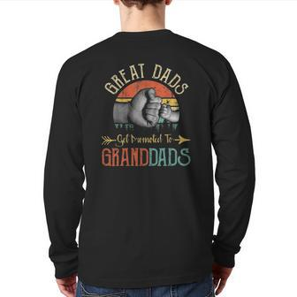 Mens Great Dads Get Promoted To Granddads Fathers Day Back Print Long Sleeve T-shirt | Mazezy