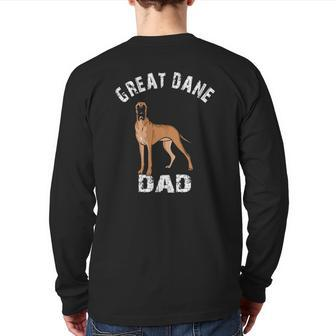 Mens Great Dane Dad Illustration For Men Great Dane Owners Back Print Long Sleeve T-shirt | Mazezy