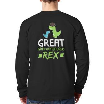 Mens Great Grandpasaurus Rex Grandpa Saurus Dino Back Print Long Sleeve T-shirt | Mazezy
