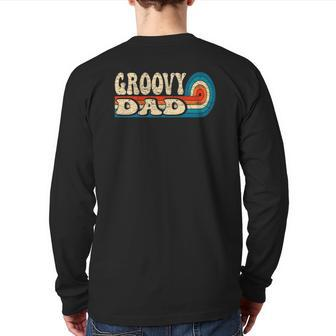Mens Groovy Dad 70S Aesthetic Nostalgia 1970'S Retro Dad Back Print Long Sleeve T-shirt | Mazezy