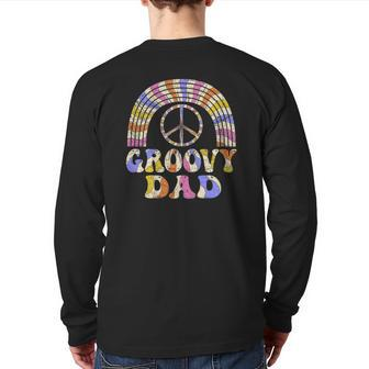 Mens Groovy Dad 70S Aesthetic Nostalgia 1970'S Retro Dad Hippie Back Print Long Sleeve T-shirt | Mazezy