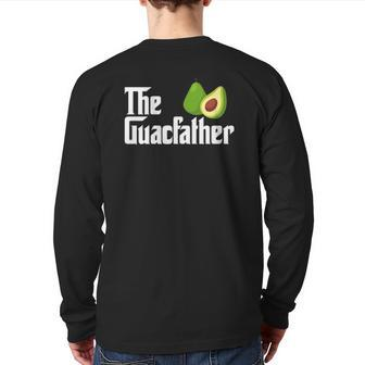 Mens The Guacfather Dad Daddy Avocado Guac Guacamole Back Print Long Sleeve T-shirt | Mazezy